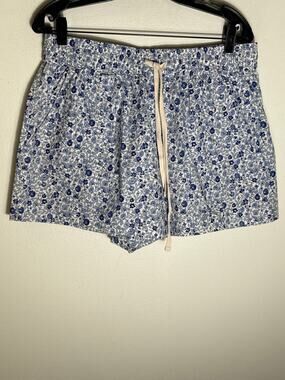 A Piece A Part Blue Floral pull On Pajama Shorts Sz L